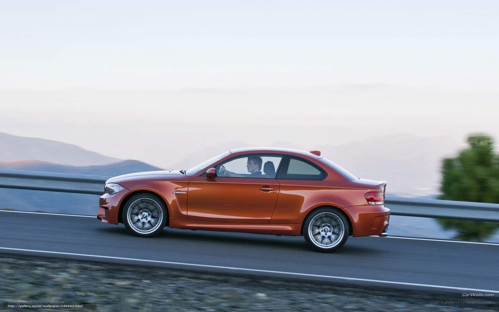 orange BMW on mountain road