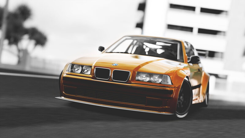 Orange BMW Race Car — Dynamic