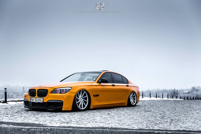 Orange BMW Sedan — Dramatic
