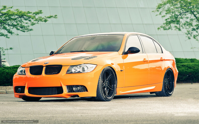 orange BMW sedan