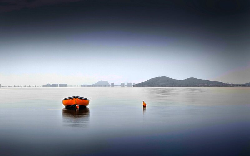 Orange Boat on Water