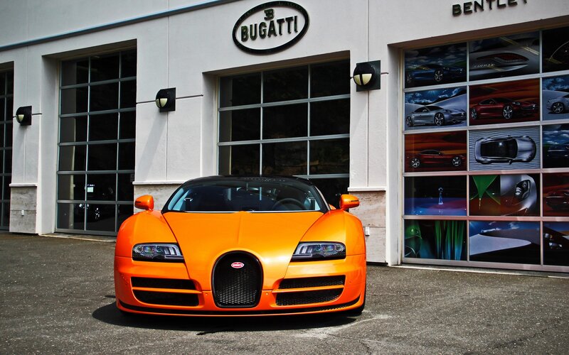 Orange Bugatti Veyron — Dramatic, Afternoon, Photograph