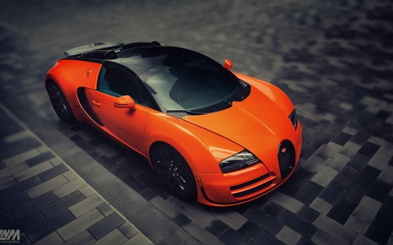 Orange Bugatti Veyron — Dramatic, Photograph, Car, Pavement