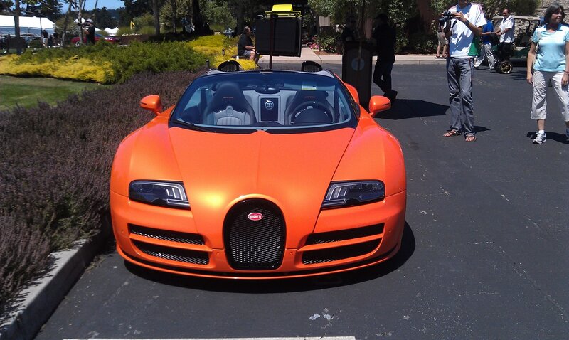 Orange Bugatti Veyron on display