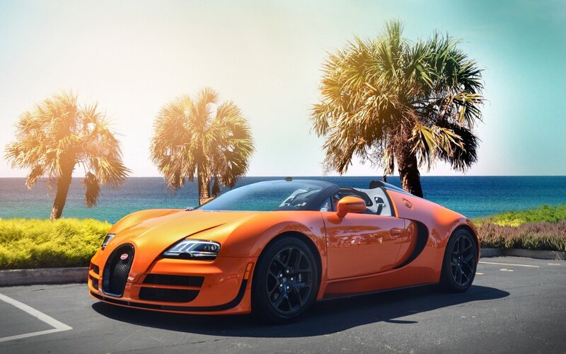 Orange Bugatti Veyron — Serene, Afternoon, Photograph