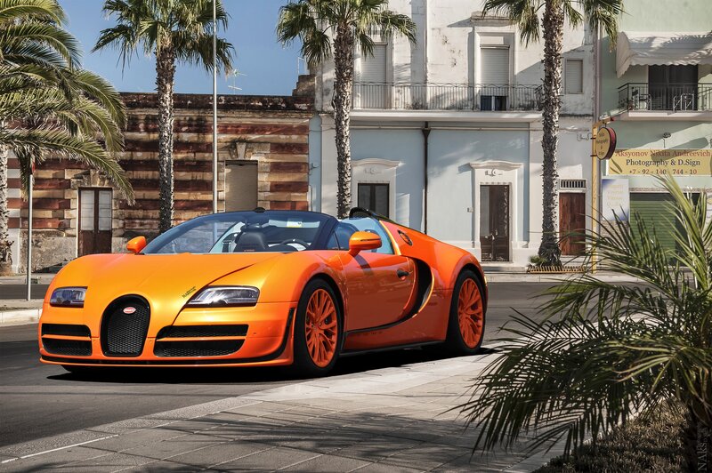 Orange Bugatti Veyron — Sunny, Afternoon, Photograph