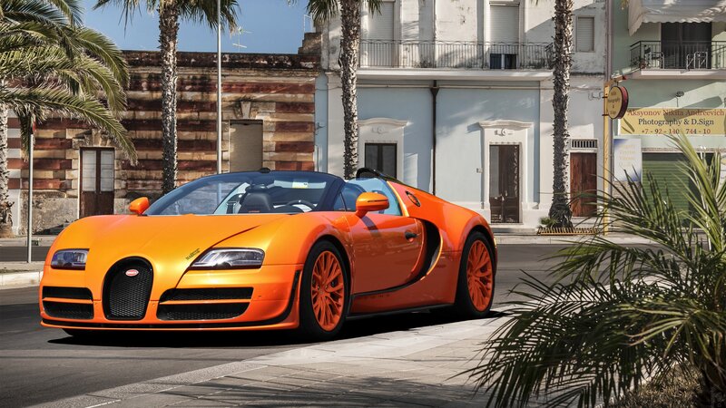 Orange Bugatti Veyron — Sunny, Afternoon