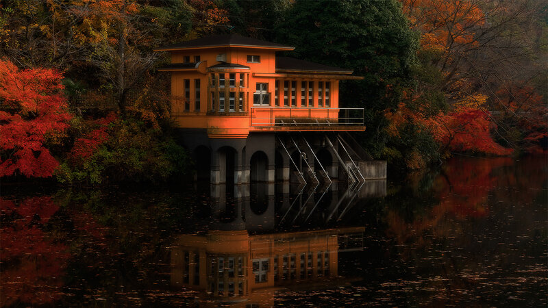 Orange Building on Water