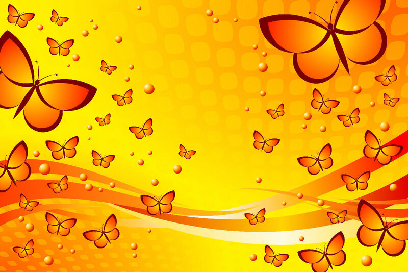 Orange Butterflies on Yellow