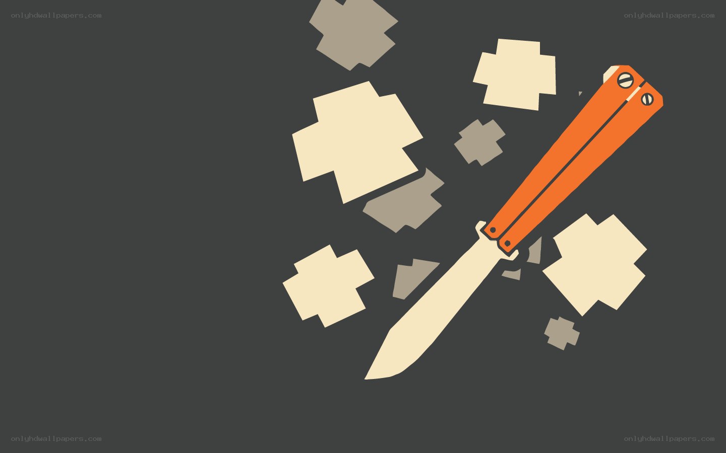 orange butterfly knife illustration