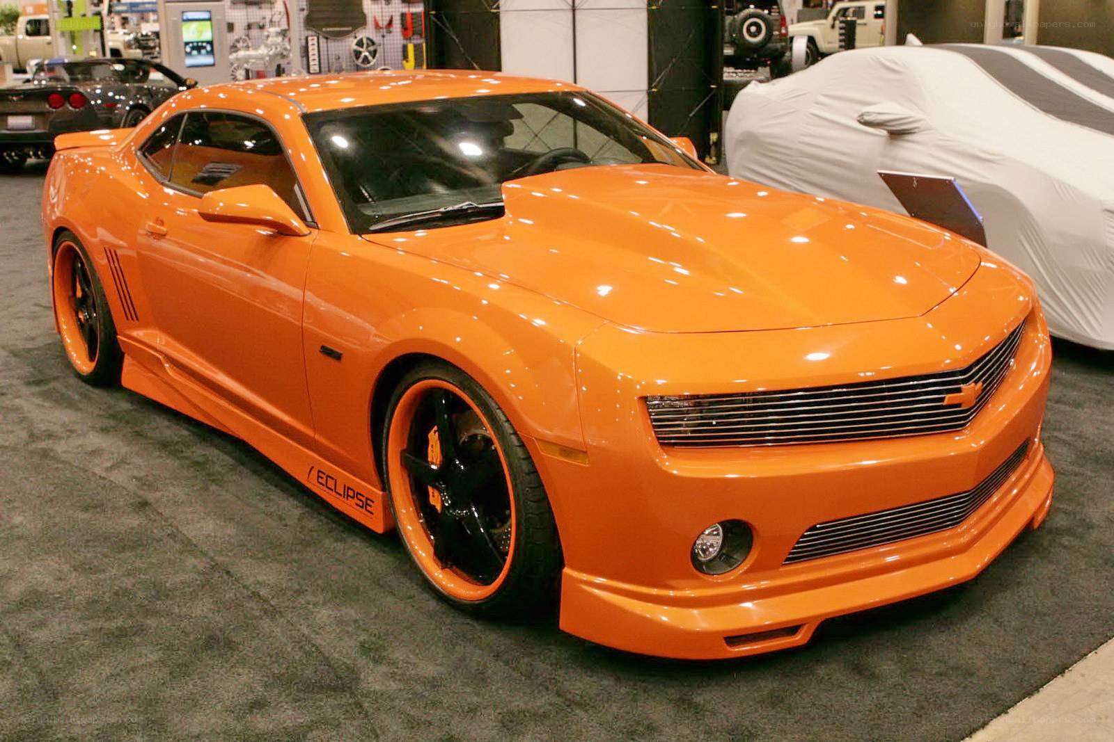 Orange Camaro at auto show