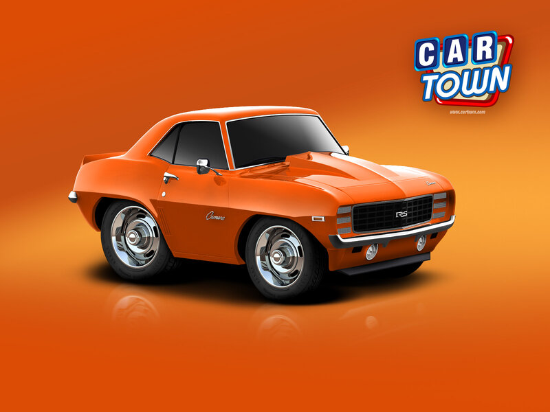 Orange Camaro Car — Vibrant, Digital Art