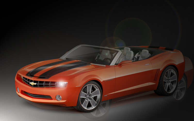 Orange Camaro Convertible — Dramatic, 3d Render