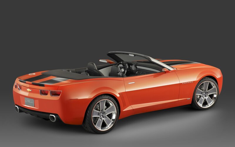 Orange Camaro Convertible — Dramatic, Photograph, Black Interior