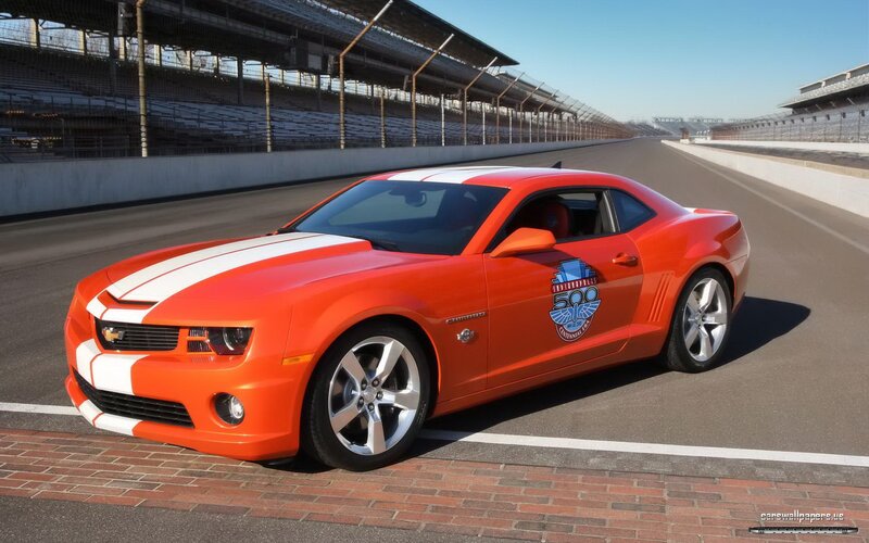 Orange Camaro on Racetrack — Dynamic, Afternoon