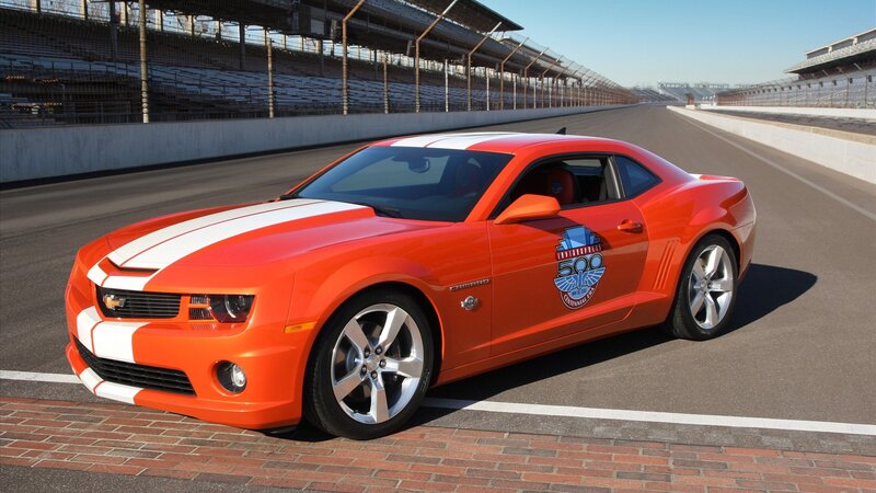 Orange Camaro on Racetrack — Dynamic