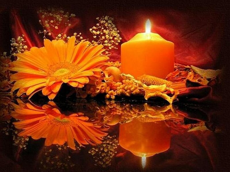 Orange Candle and Flower