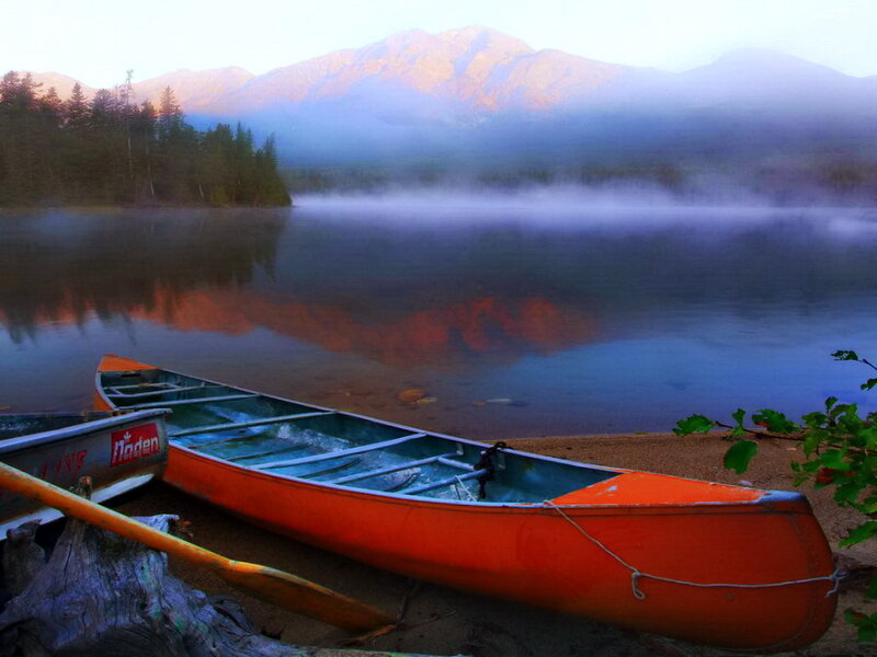 Orange Canoe on Shore