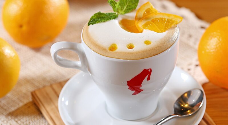 Orange Cappuccino in Cup — White