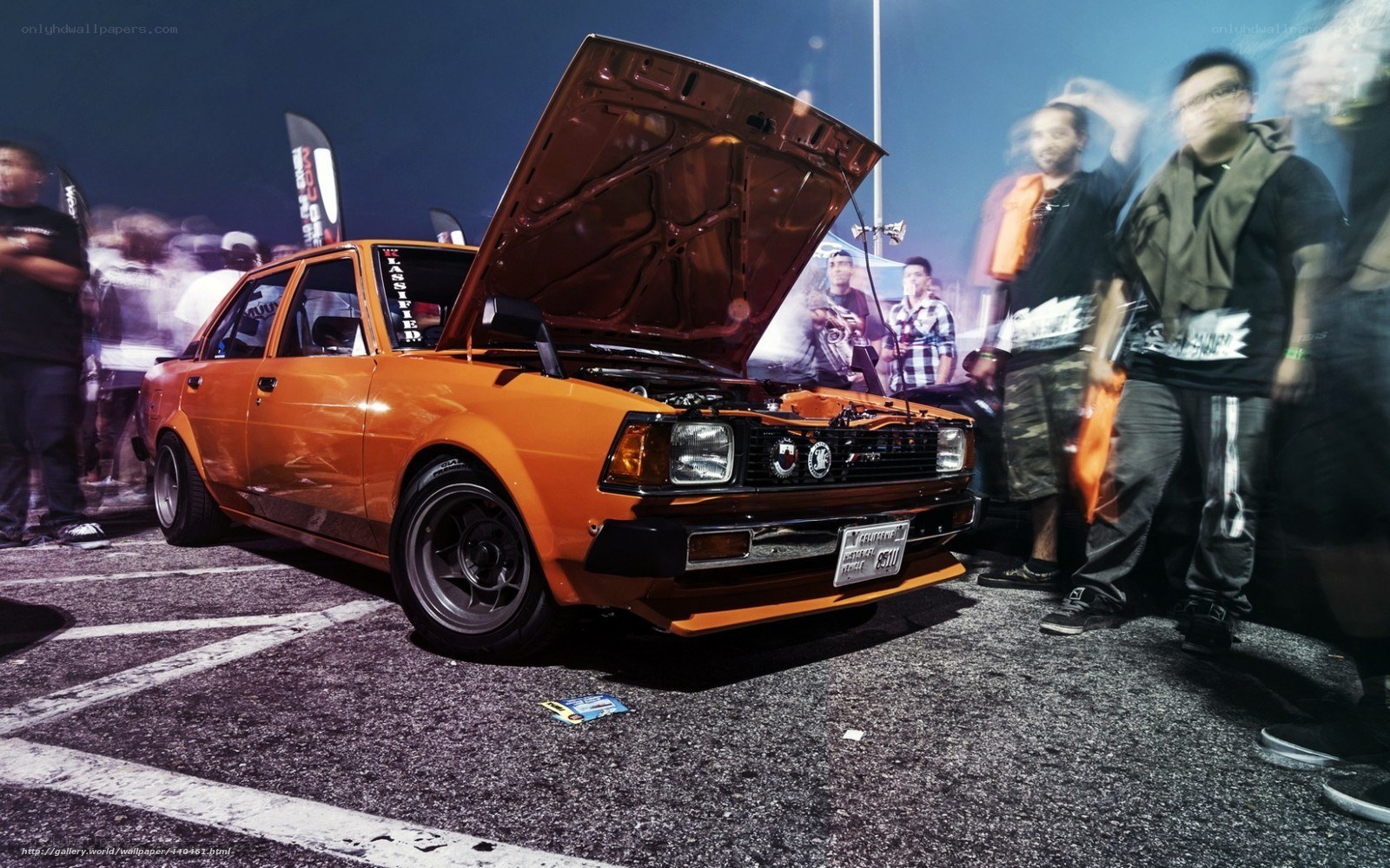 Orange car at night show
