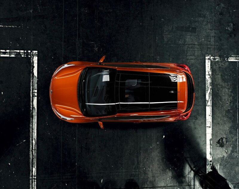 orange car from above
