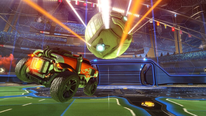 Orange Car Hitting Ball