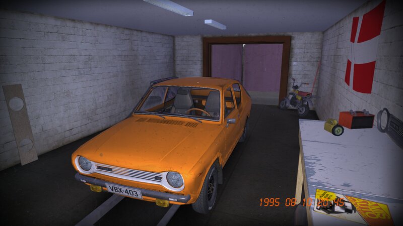 Orange Car in Garage — Dull, Quiet