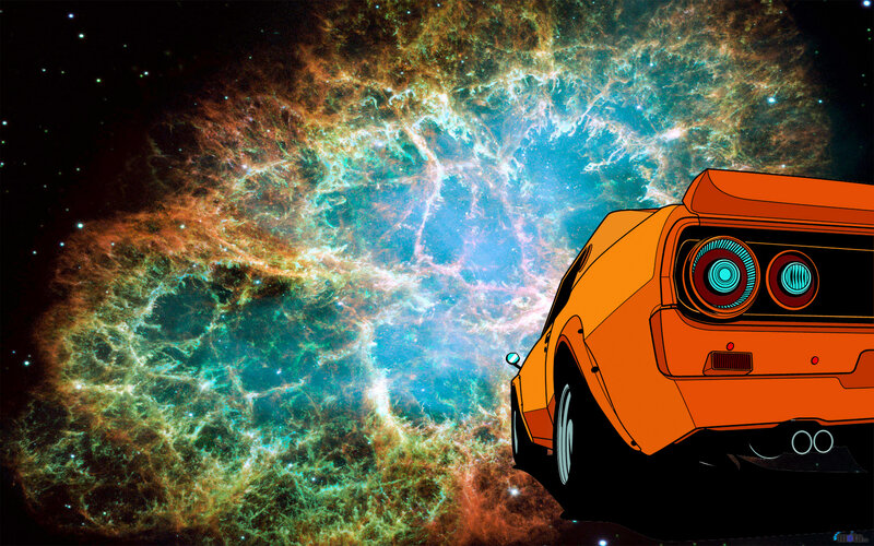 Orange car in nebula