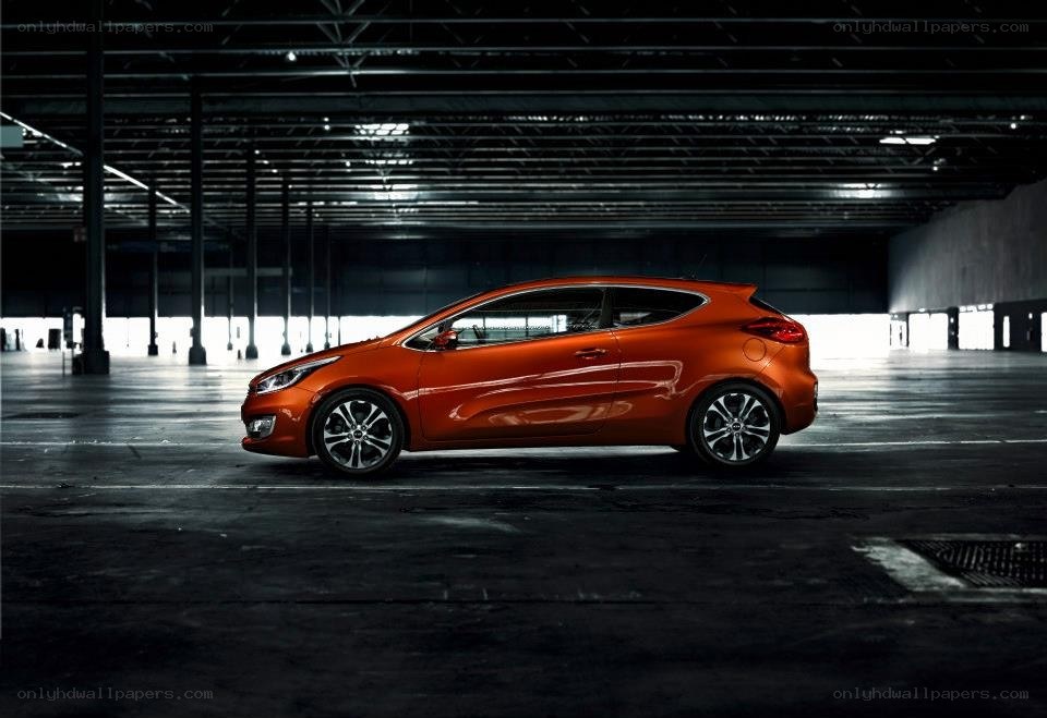 Orange car in warehouse