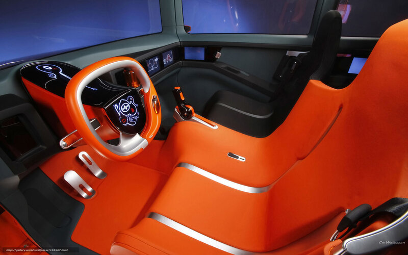 Orange Car Interior — Futuristic