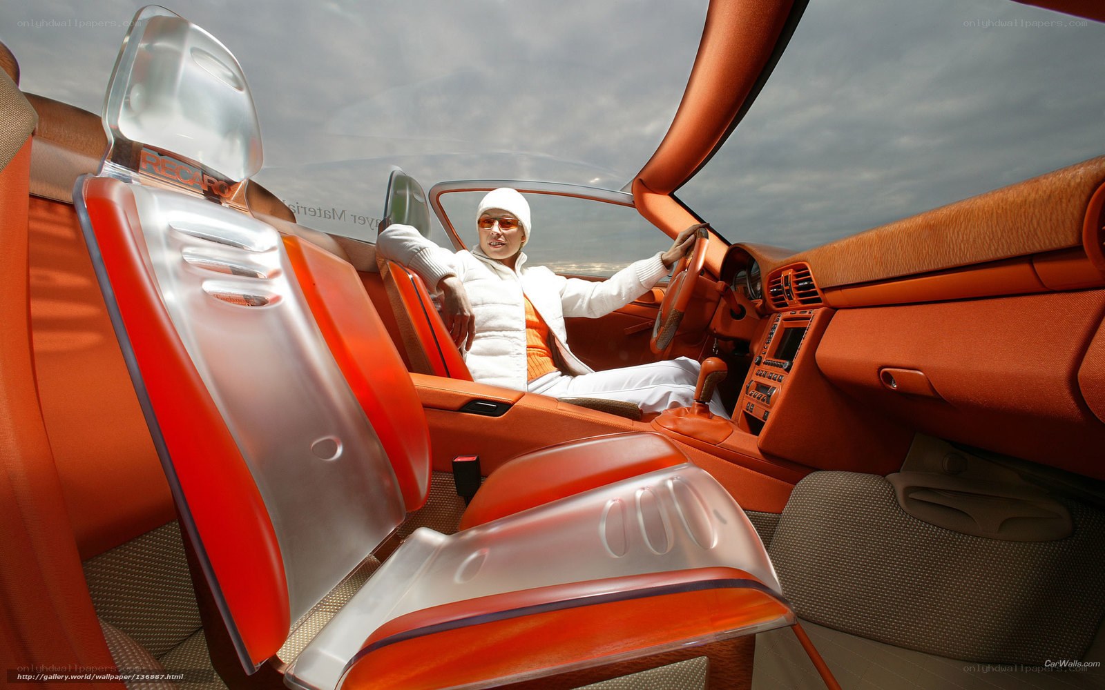 Orange car interior with driver