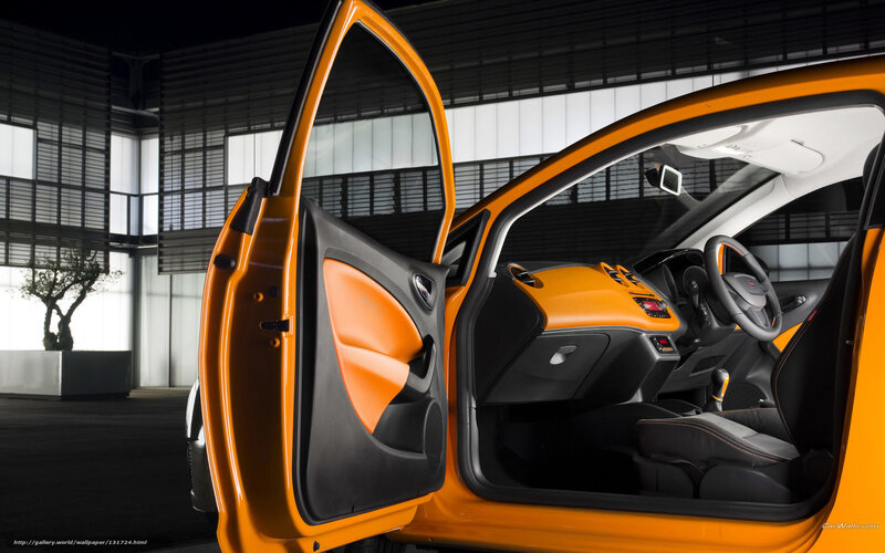 orange car interior with open door