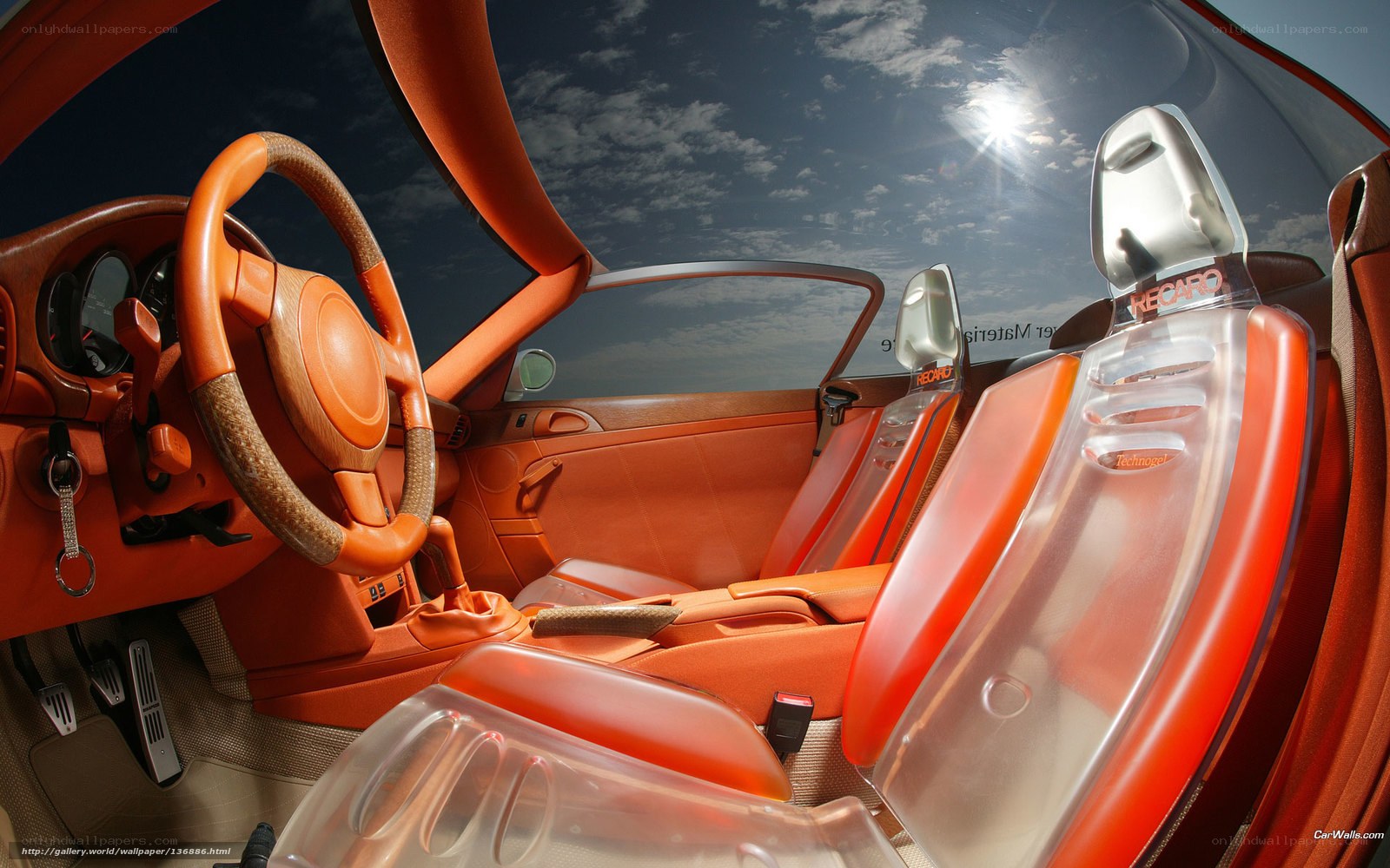 Orange car interior with Recaro seats