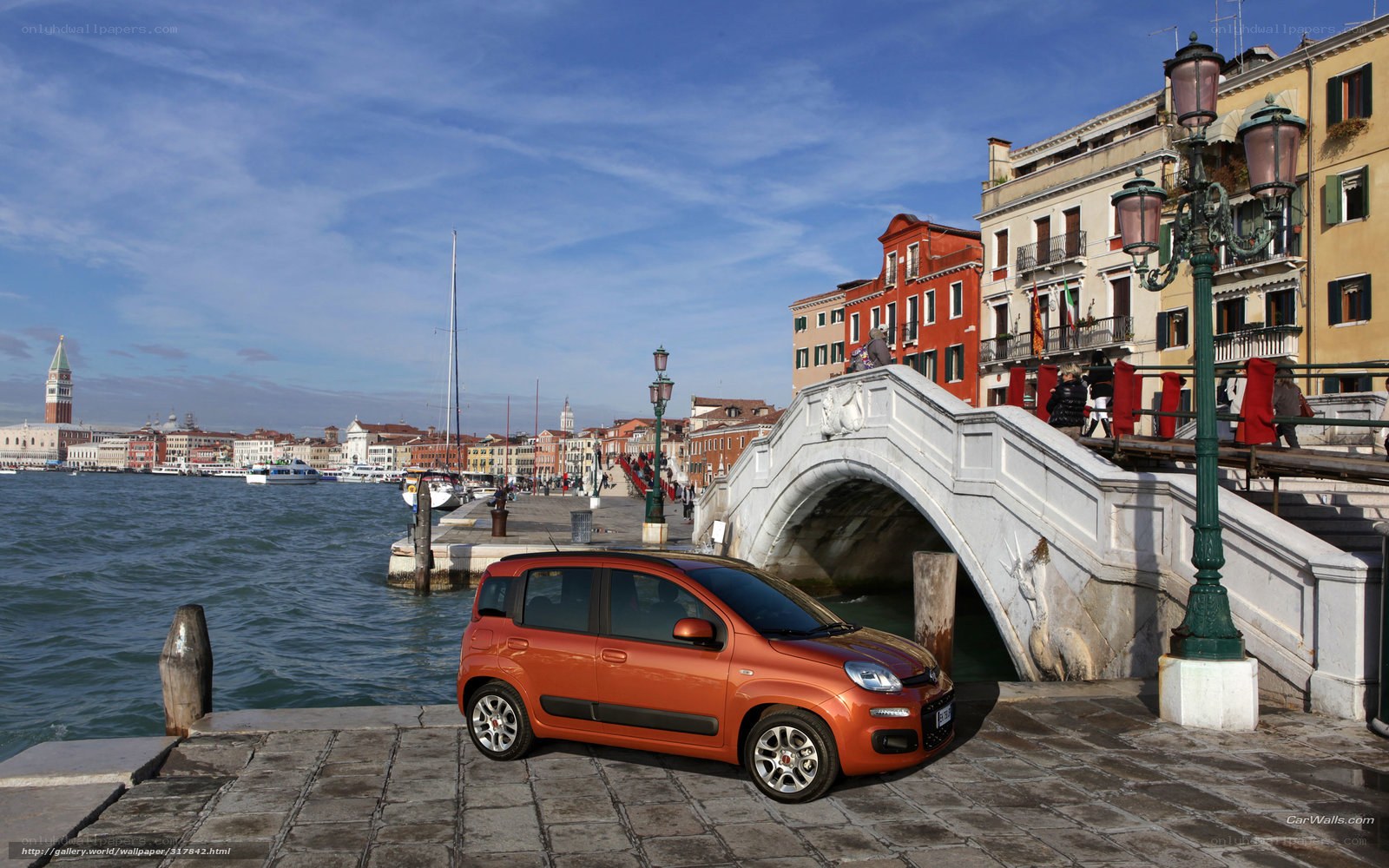 Orange car on Venice canal