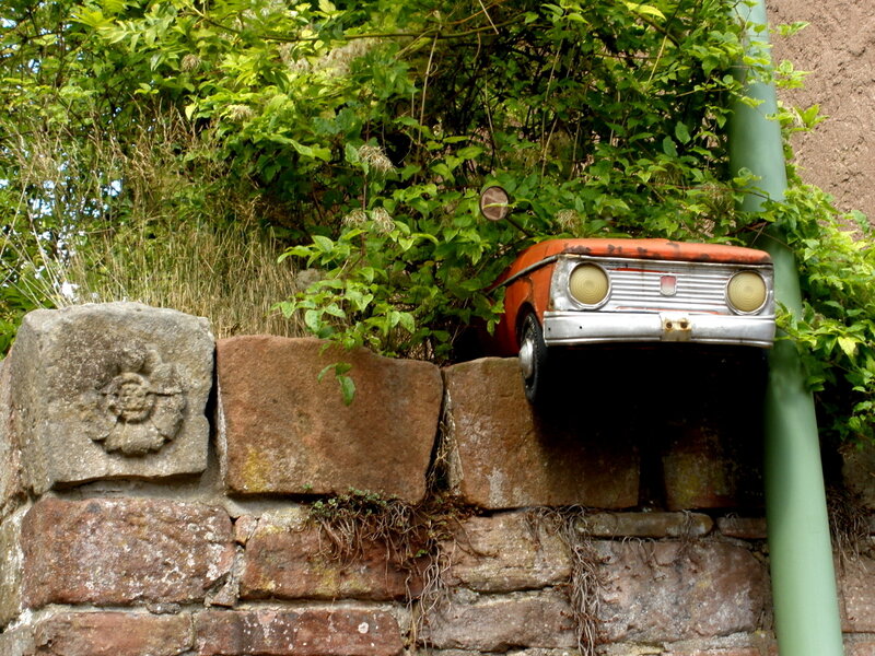 Orange Car on Wall