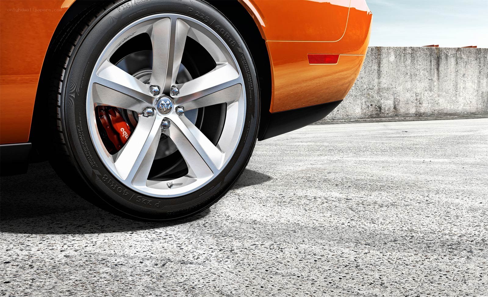 orange car wheel close-up