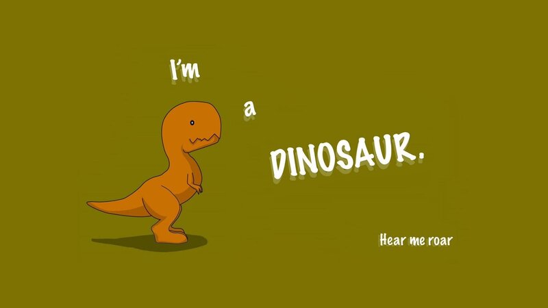 Orange Cartoon Dinosaur — Olive Green