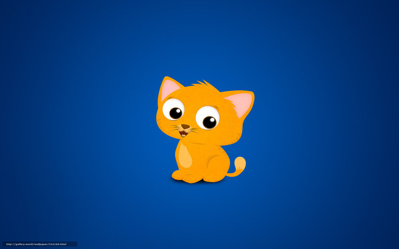 Orange Cartoon Kitten — Blue, Playful