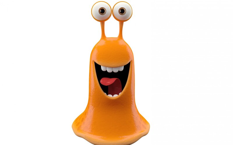 orange cartoon slug character
