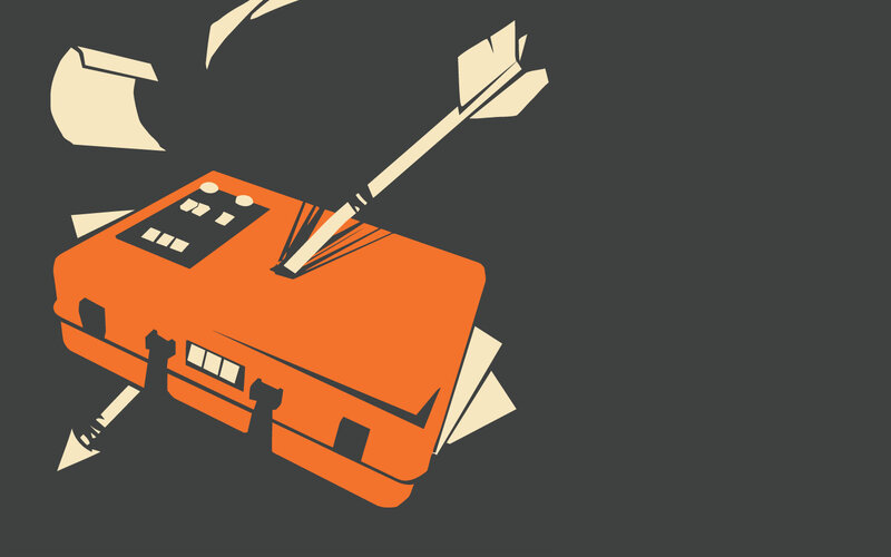 Orange case with arrows