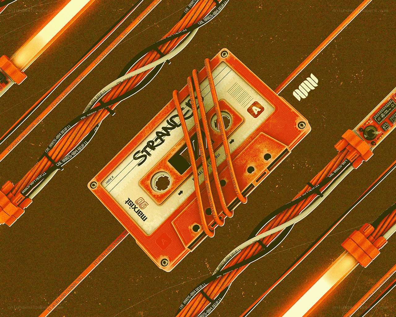 Orange Cassette Tape Art