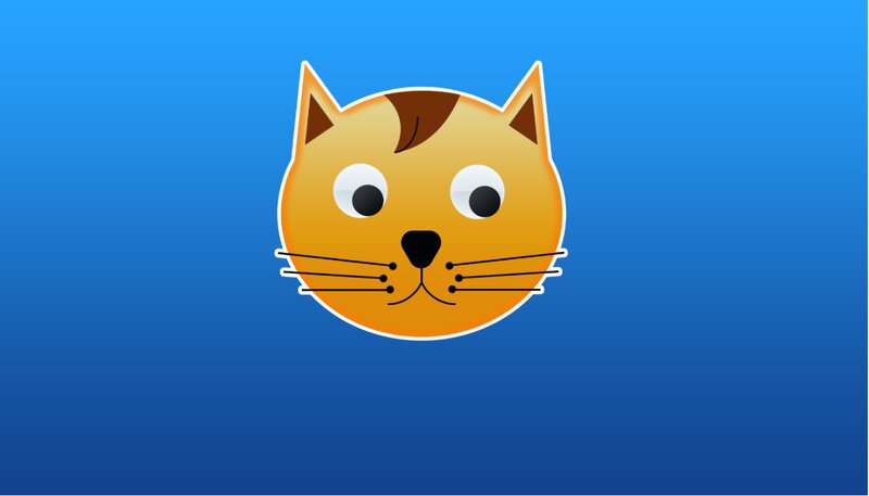 Orange Cat Face — Blue