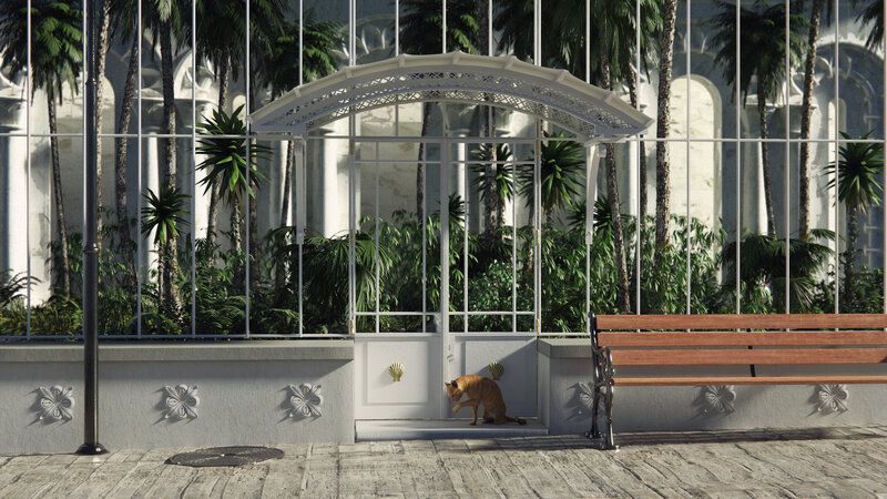 Orange Cat in Greenhouse
