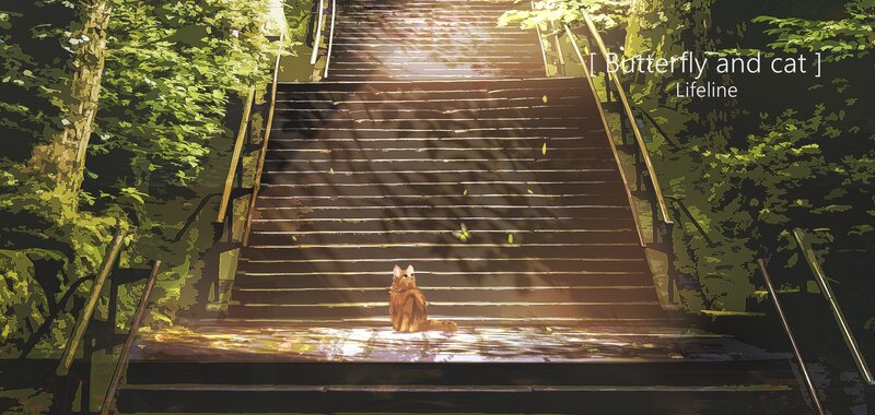 Orange Cat on Stairs — Green