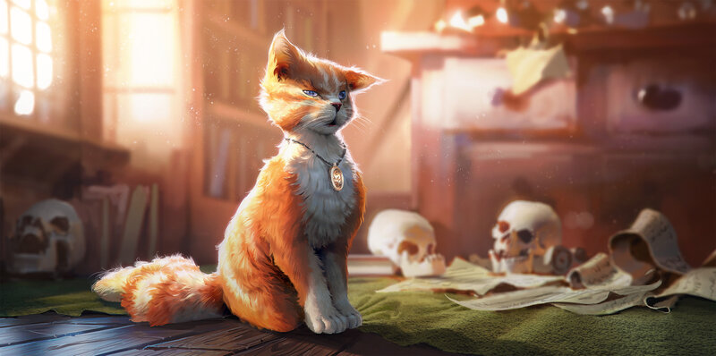 Orange Cat with Pendant