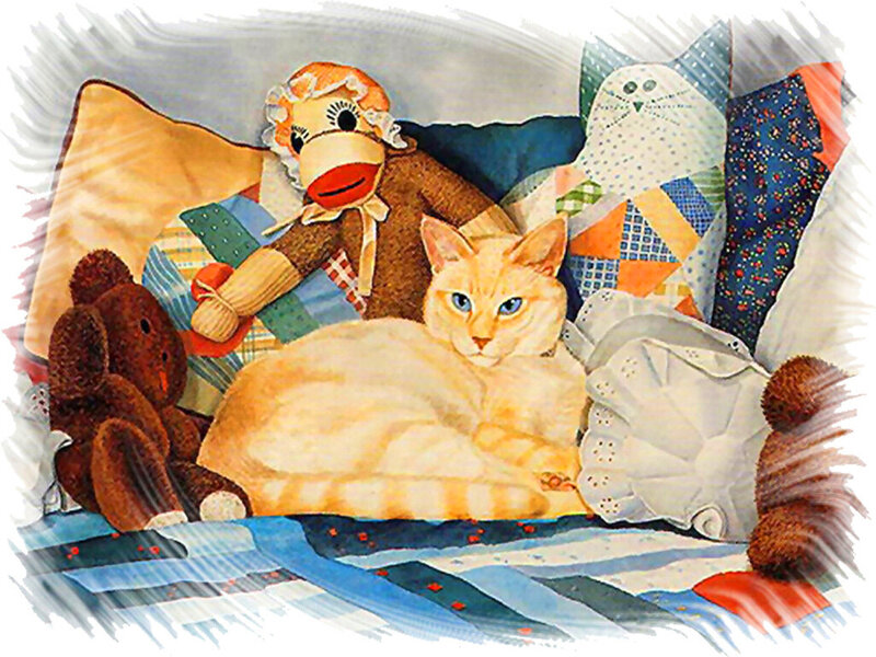 Orange Cat with Toys