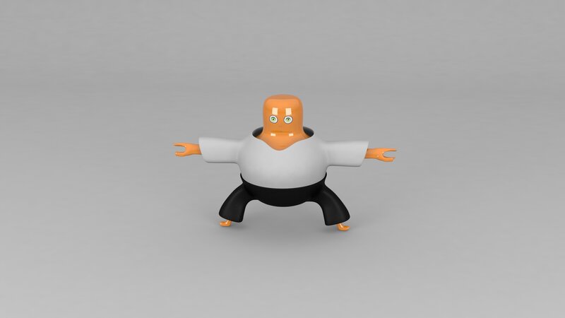 Orange Character in Karate Pose