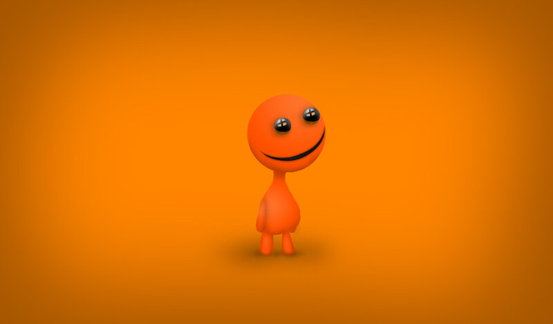 orange character on orange background