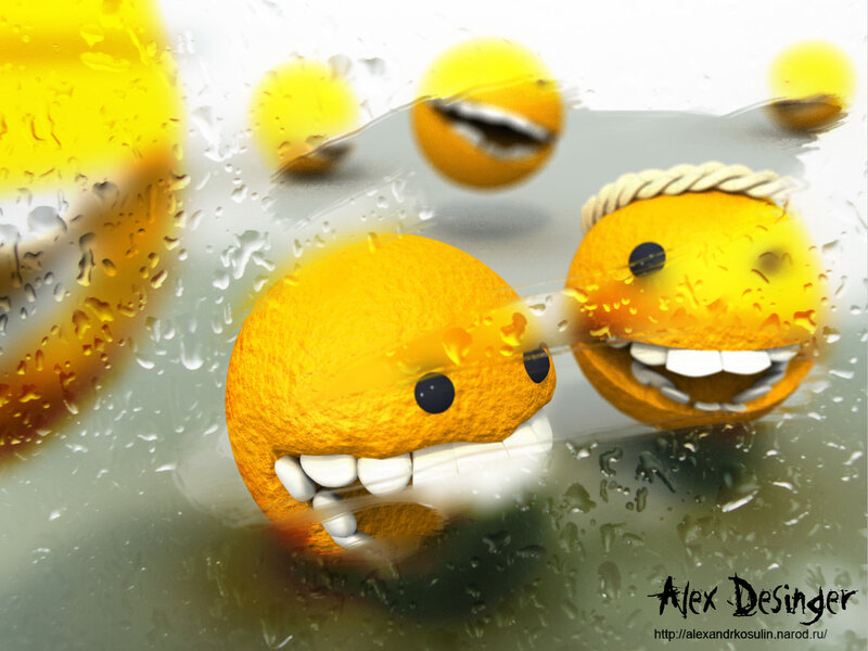 Orange characters behind glass