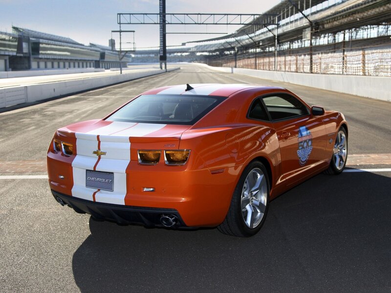 Orange Chevrolet Camaro on racetrack